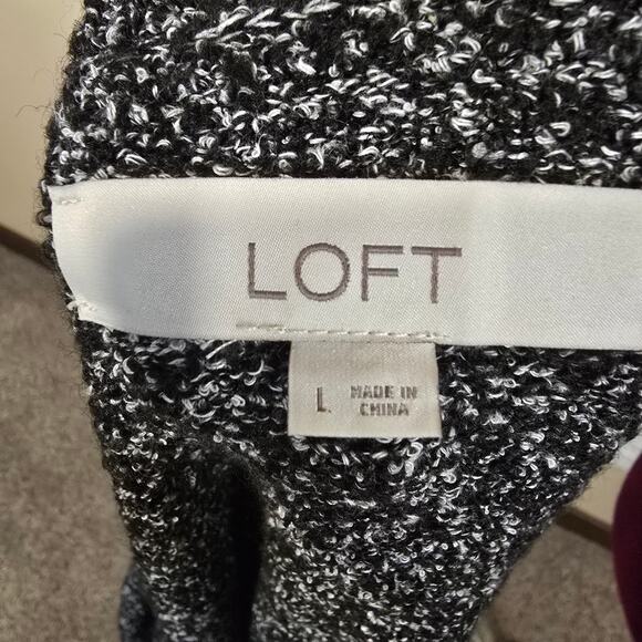 Women's LOFT Black & White Open Front Sweater Cardigan | Size Large - Picture 9 of 10